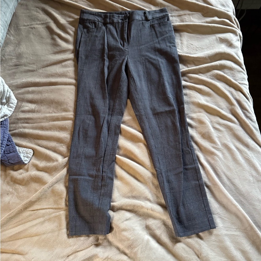 LOFT Charcoal Plaid Pants